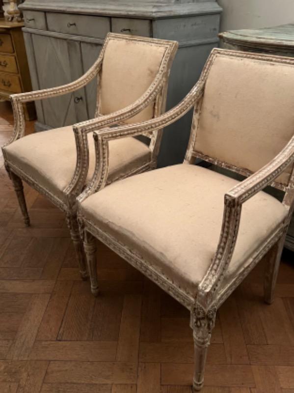 Pair Gustavian armchairs